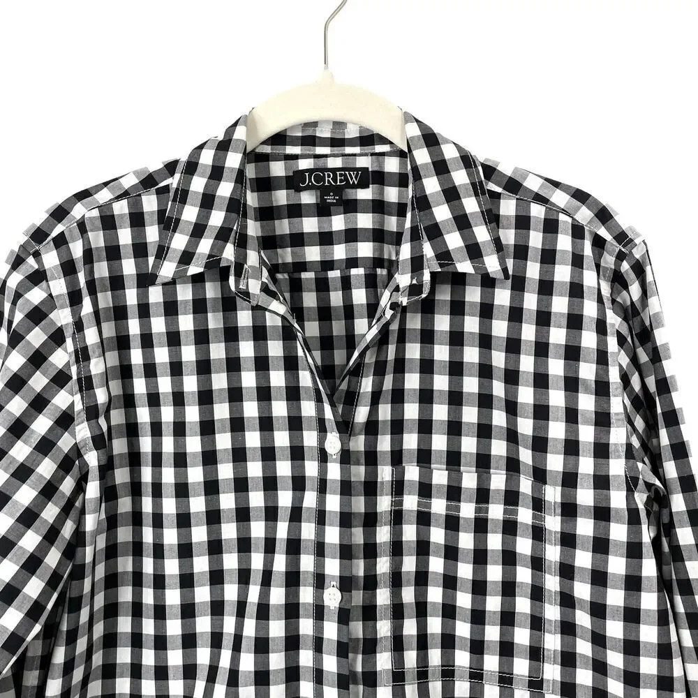 J. Crew Garçon shirt‎ in gingham cotton poplin Sz 0 BP610 black white